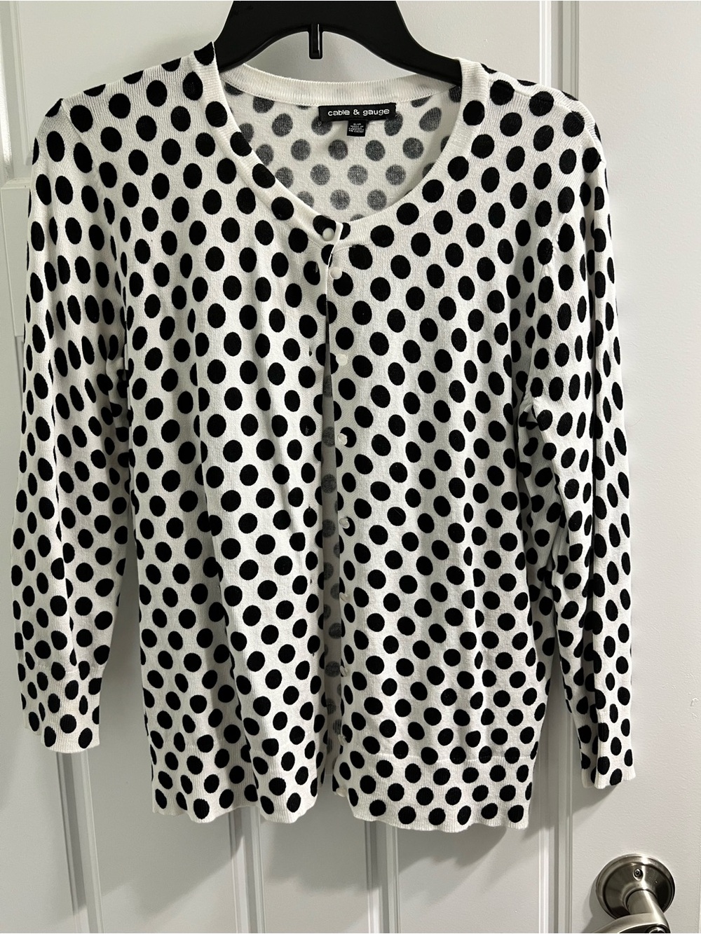 Cable & Gauge Black and White Polka Dot Long Sleeve Cardigan